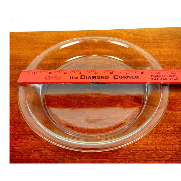 Vintage Pyrex Deep Pie Plate 9'' Clear Glass Flat Rim 209 Made In USA - Picture 3 of 7